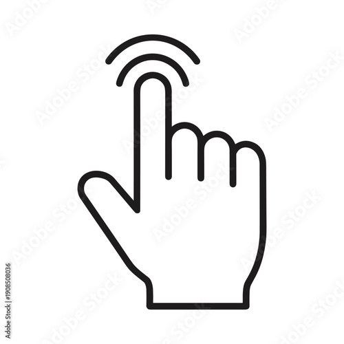 Touch gesture icon. Hand touching screen. Flat vector illustration.
