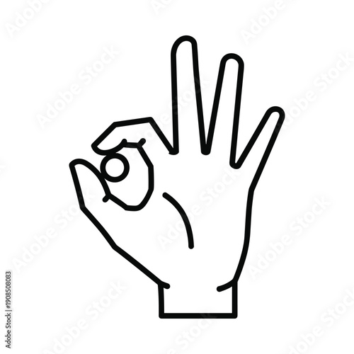 Hand gesture ok symbol flat vector illustration