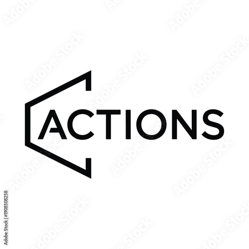 Actions text logo design, flat vector illustration