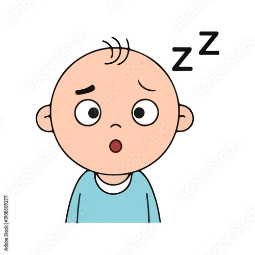 Sleepy Baby Cartoon Illustration Icon Vector