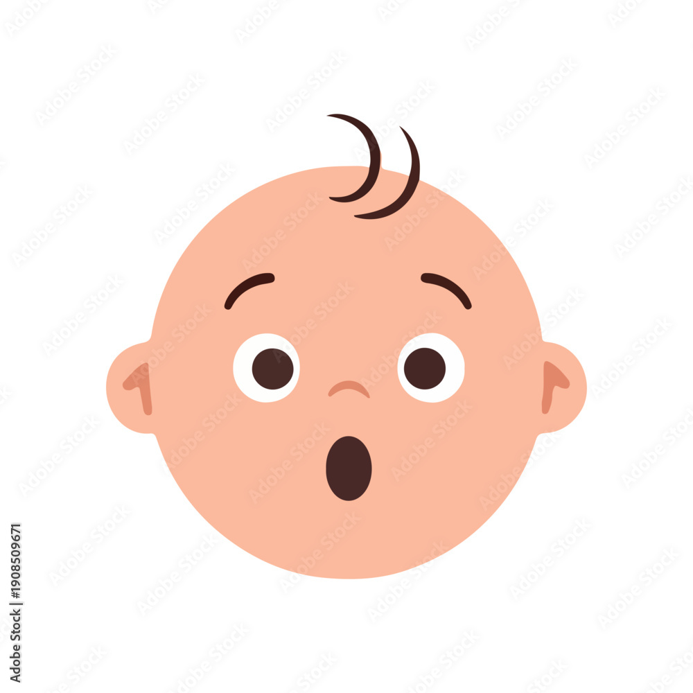 Obraz premium Cute surprised baby face vector icon newborn infant expression