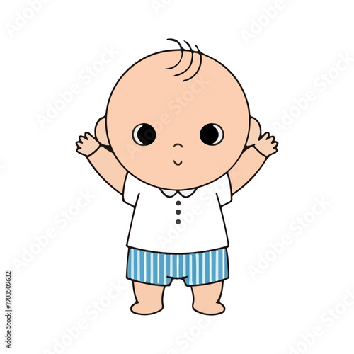 Cute Cartoon Baby Illustration Smiling Playful Pose