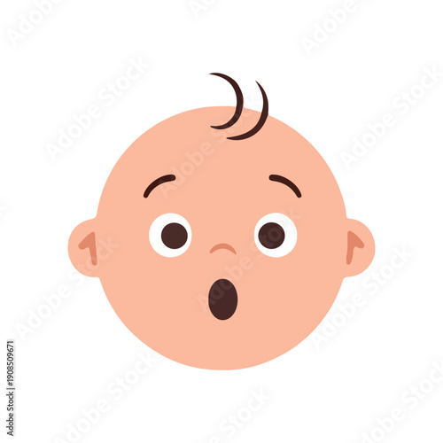 Cute surprised baby face vector icon newborn infant expression