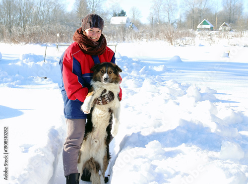 a woman on the street in winter