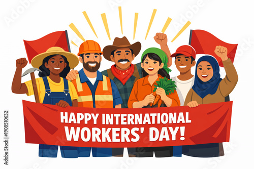 International Workers’ Day Migrant Workforce United in Flat Vector Illustration