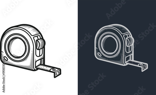 Tape measure illustration on contrasting backgrounds.