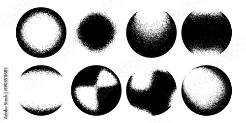 Tableau sur toile Grainy noise circles vector set