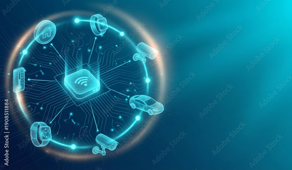 Obraz premium Internet of Things Network with Connected Smart Devices