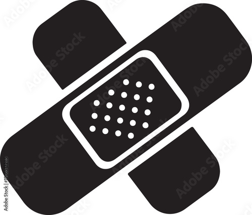 Black adhesive bandage with white dots on white background plaster band aid medical healthcare