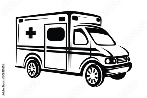 Wallpaper Mural Minimalistic Ambulance Car Icon Isolated On White Background, Simple Transport Torontodigital.ca