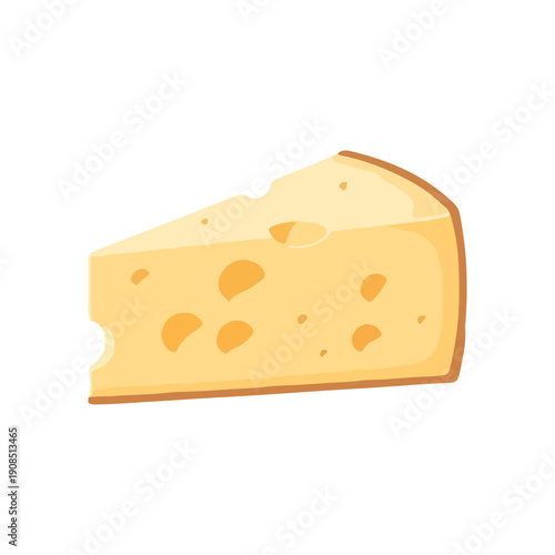 Cheese Slice Wedge Illustration Simple Cartoon Style