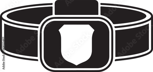 Black and white shield badge on a belt symbol law enforcement desi