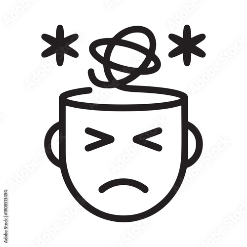 Confused and overwhelmed mind concept with a distressed face