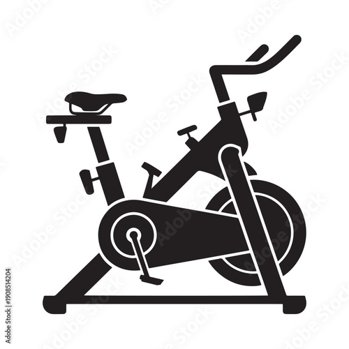 Black silhouette of an exercise spin bike side view
