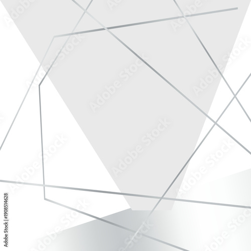 Minimalist White and Grey Abstract Background; Geometric Linear Composition with Transparent Overlapping Triangles and Silver Lines for Corporate Presentations and Tech Branding