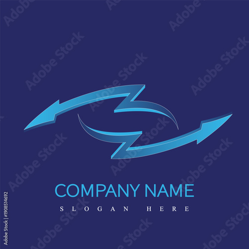 Modern Blue Lightning Arrow Logo; Dynamic Exchange Icon for Electrical Engineering, Renewable Energy, Logistics, and Data Tech