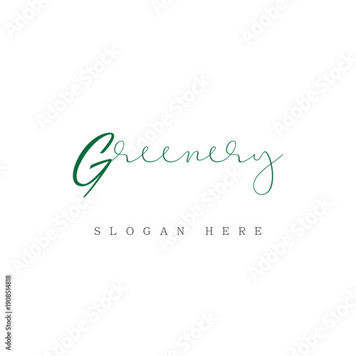 Elegant Greenery Handwritten Logo; Natural Script Typography for Eco-Friendly Branding, Botanical Beauty, Gardening Services, and Wellness Centers