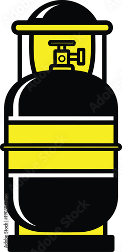 Illustration of a large propane gas cylinder with pressure regulator