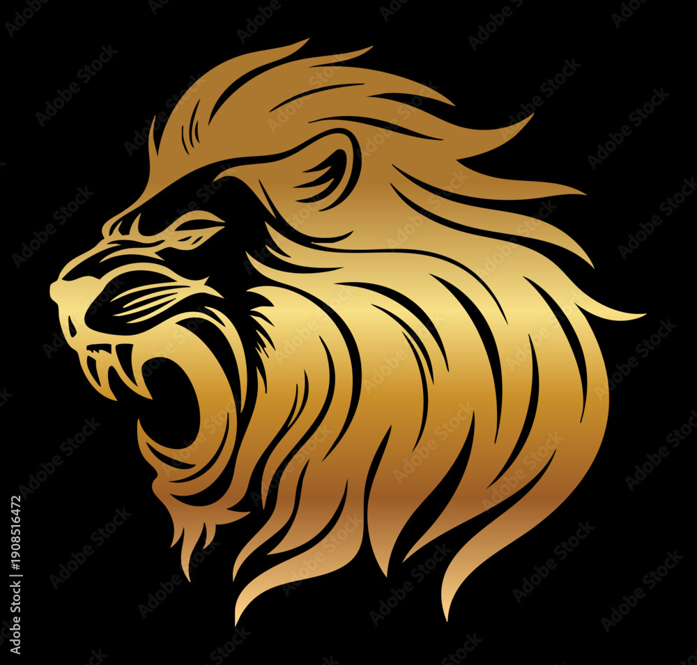 Fototapeta premium Abstract Golden and Chrome Lion Head vector 