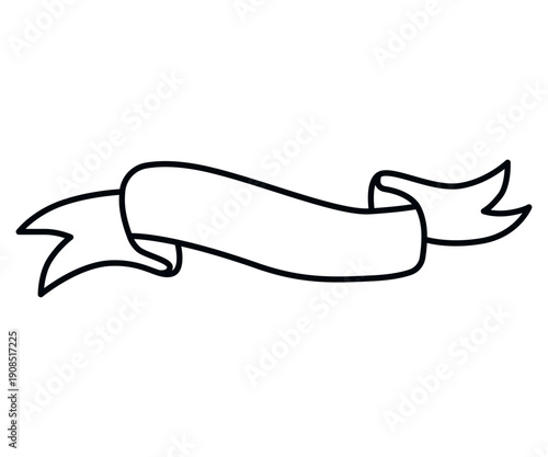 Blank Ribbon Banner Vector Illustration with Curled Ends. Ideal for design projects requiring customizable space for text or graphic additions. Simple and versatile for creative use.