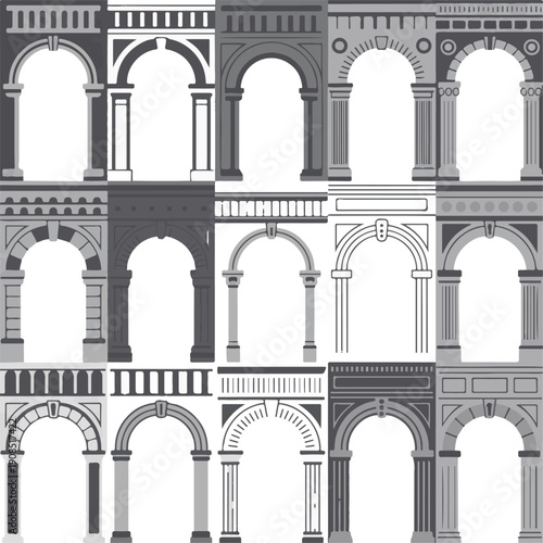 Arches and Columns in Milan Architecture Landmark