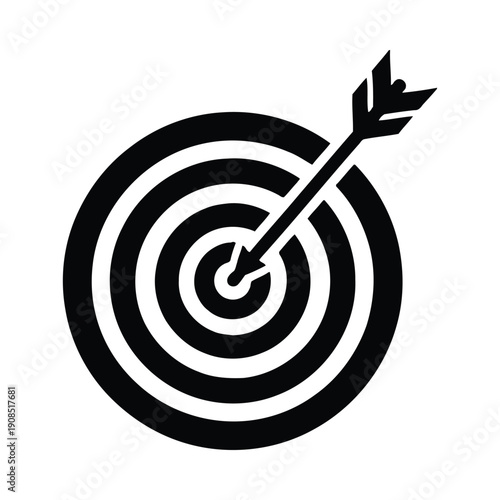 Black and white target with arrow bullseye