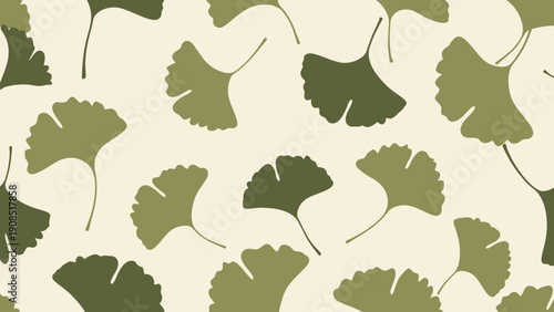 Ginkgo Leaf Seamless Pattern - Botanical Nature Background