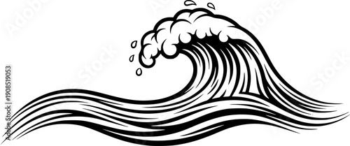 Wave | Black and White Vector illustration
