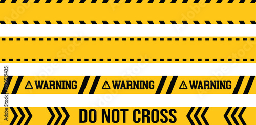 Yellow Warning Tape Background with Do Not Cross Safety Caution Stripes