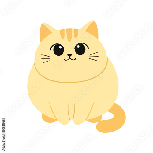 Cute Cartoon Tabby Cat Sitting Adorable Feline Vector Illustration