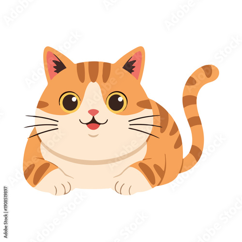 Cute Smiling Orange Tabby Cat Vector Illustration