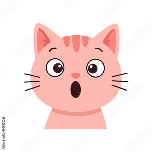 Cute cartoon cat face surprised shock expression