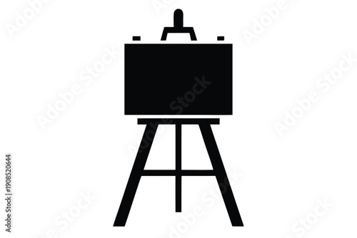 easel with canvas line art silhouette vector illustration
