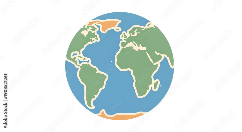 Naklejka premium A stylized Earth globe isolated against a black background, featuring distinct continents and