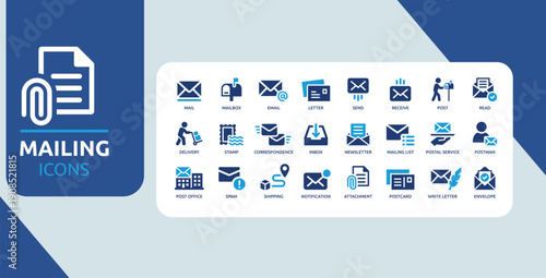 Mail and Postal Delivery UI Icons Set