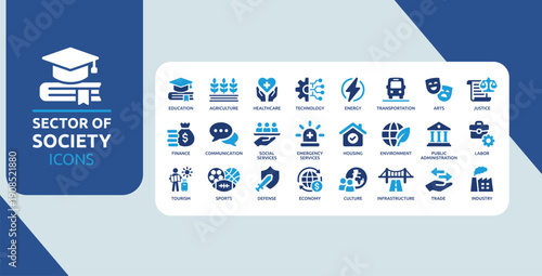 Public Sector and Society Services Icons Set