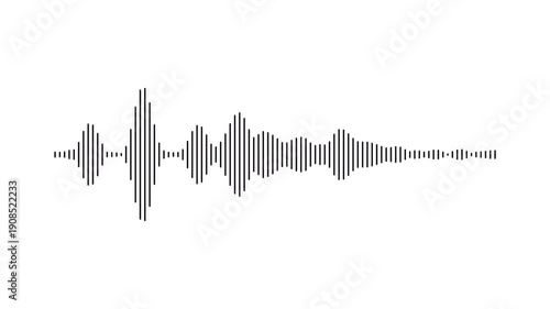 Black audio waveform spectrum animation, white sound wave visualizer, alpha channel transparent background, voice record frequency motion, minimalist audio equalizer, White background video 4k
