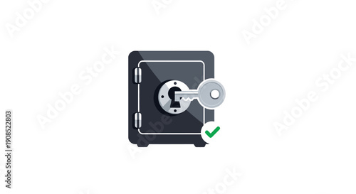 Black safe with key inserted.