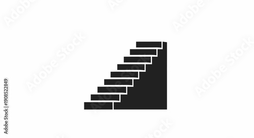 Black Staircase Steps Illustration Simple Design.