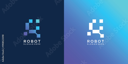 abstract robot character vector graphic template