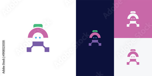 japan robot idea vector logo design