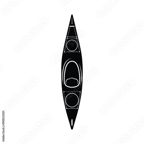 Black kayak silhouette white background boat