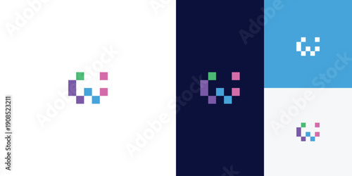 Future style alphabet, pixel font, modern futuristic logo for minimalist type,elegant monogram, digital tech device minimal style letters vector graphic illustration