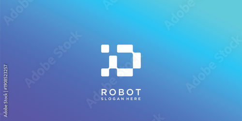 abstract  robot face , icon, symbol,  modern abstract, digital innovation, graphic design template.