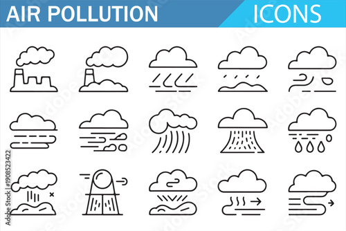 Industrial emission and smog vector symbols