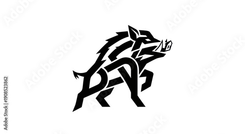 Stylized boar illustration on white