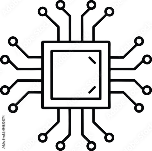 Modern Microprocessor Semiconductor Chip Icon
