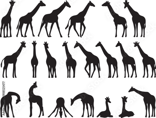 giraffe silhouettes vector