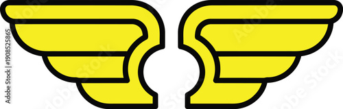 Stylized yellow wings logo with a central gap symbolizing freedom or aviation.