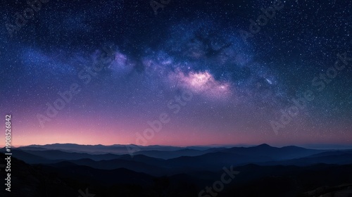 Wallpaper Mural Deep space night scene with dense star field and galaxy amid blue-violet twilight Torontodigital.ca